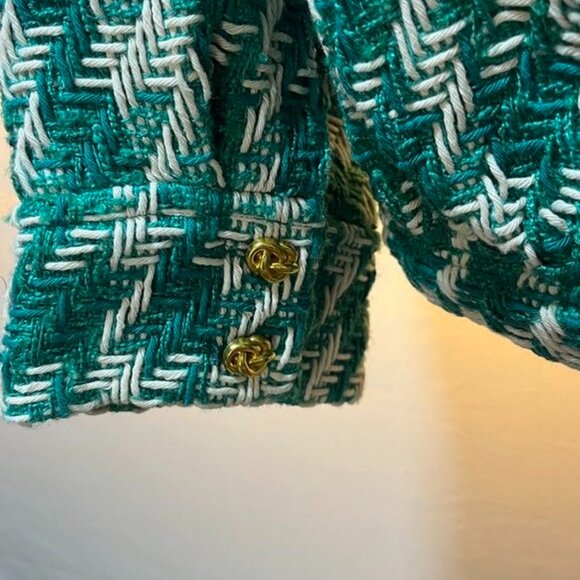 L’AGENCE Jia Houndstooth Tweed Crop Jacket Gold Buttons Size 4 - Picture 11 of 14